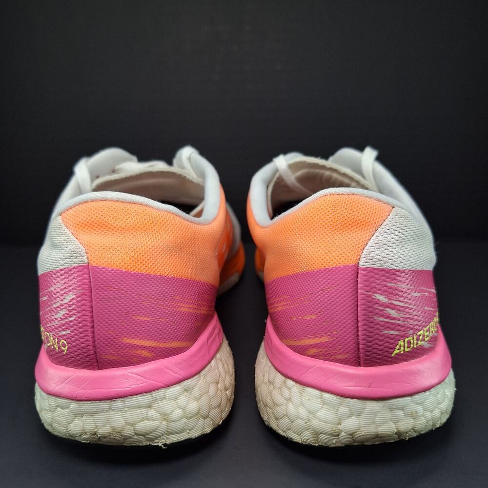 Adidas Adizero Boston 9 Womens 10 White Screaming Pink H68744 Running Shoes - Picture 3 of 14